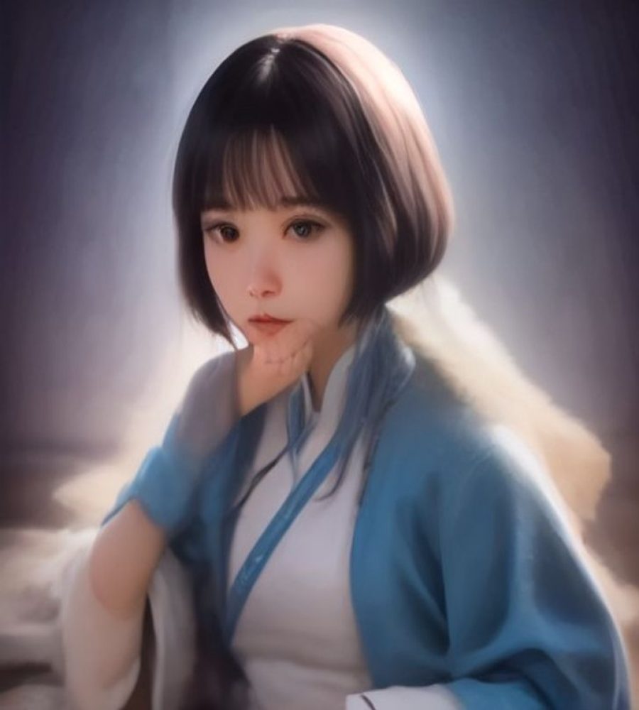 孟菲斯撞色风格插画，钴蓝与橙红几何图形环绕着紫姬主题场景，画面活泼富有网感与辨识度